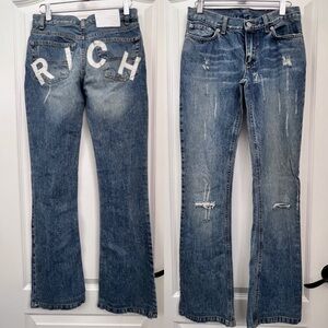 Iconic Designer John Richmond Women’s Distressed Logo VTG Jeans size 25